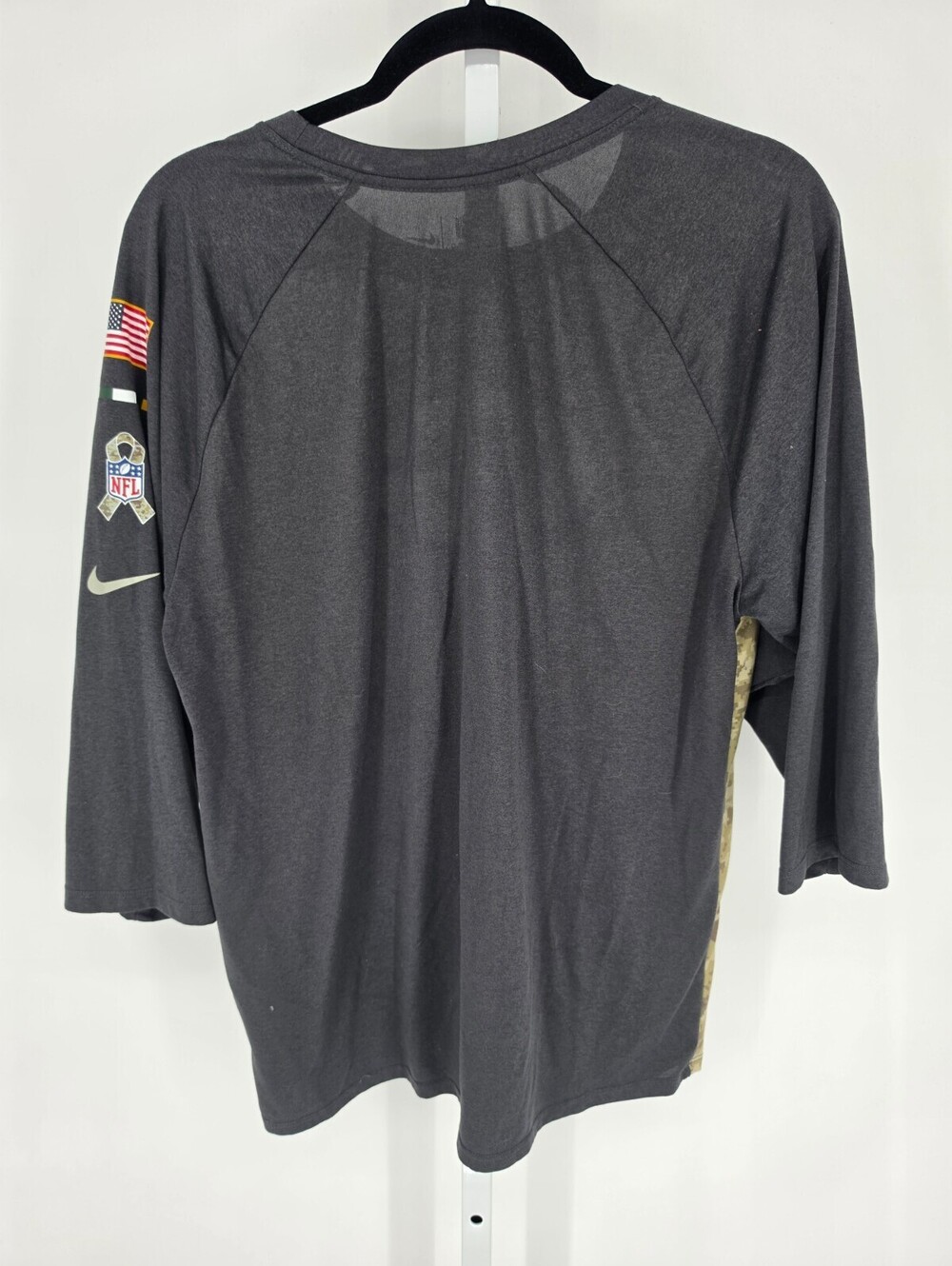 Nike NFL 3/4 Sleeve Shirt Green Bay Packers Football Camo Womens Size L Dri Fit - Picture 4 of 4